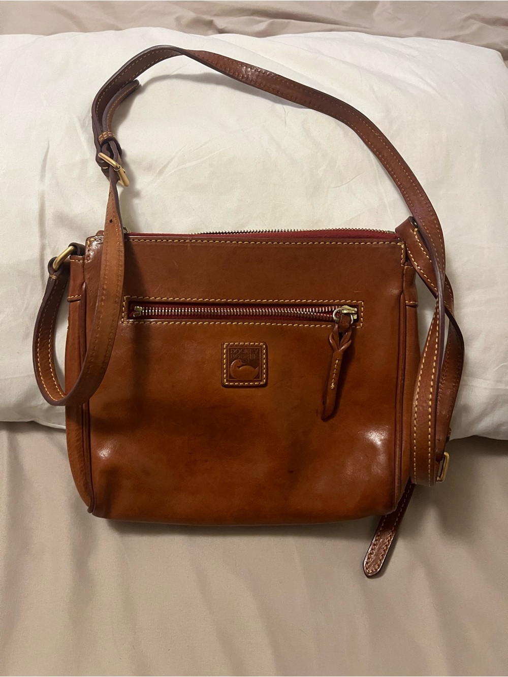 Dooney & Bourke Tan/Brown Leather Messenger Crossbody